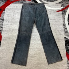 VTG Kenneth Cole Leather Suede Pants 34 Gray Motorcycle Lined Preppy Men 34x34