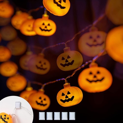 Halloween Lights String 40 LED 17FT USB Powered Pumpkin Yellow