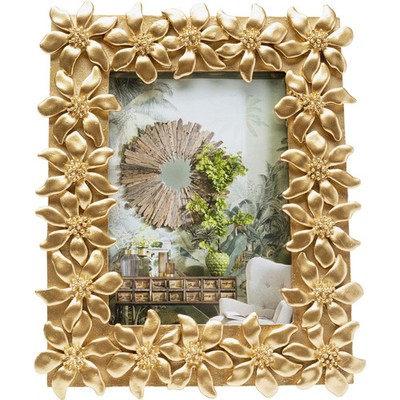 Bilderrahmen Deko Objekt Blumen Motiv Samtoptik Polyresin Glas Gold Kare Design