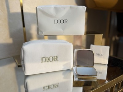  NEW Christian Dior Beauty Velvet Cosmetic Pouch + Dior Compact Mirror Set