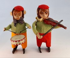 Schuco Wind-Up Toy Monkey Musician Figurines Set of 2pc F/S FEDEX