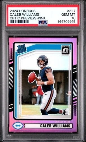 2024 PANINI DONRUSS 327 CALEB WILLIAMS OPTIC PREVIEW-PINK PSA 10 GEM MINT
