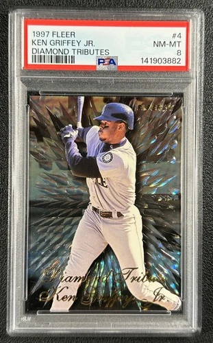 KEN GRIFFEY JR. PSA 8 1997 FLEER #4 DIAMOND TRIBUTES MARINERS 3882
