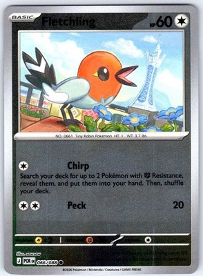 FLETCHLING - Pokemon - 066/088 Perfect Order - Reverse Holo NM/M