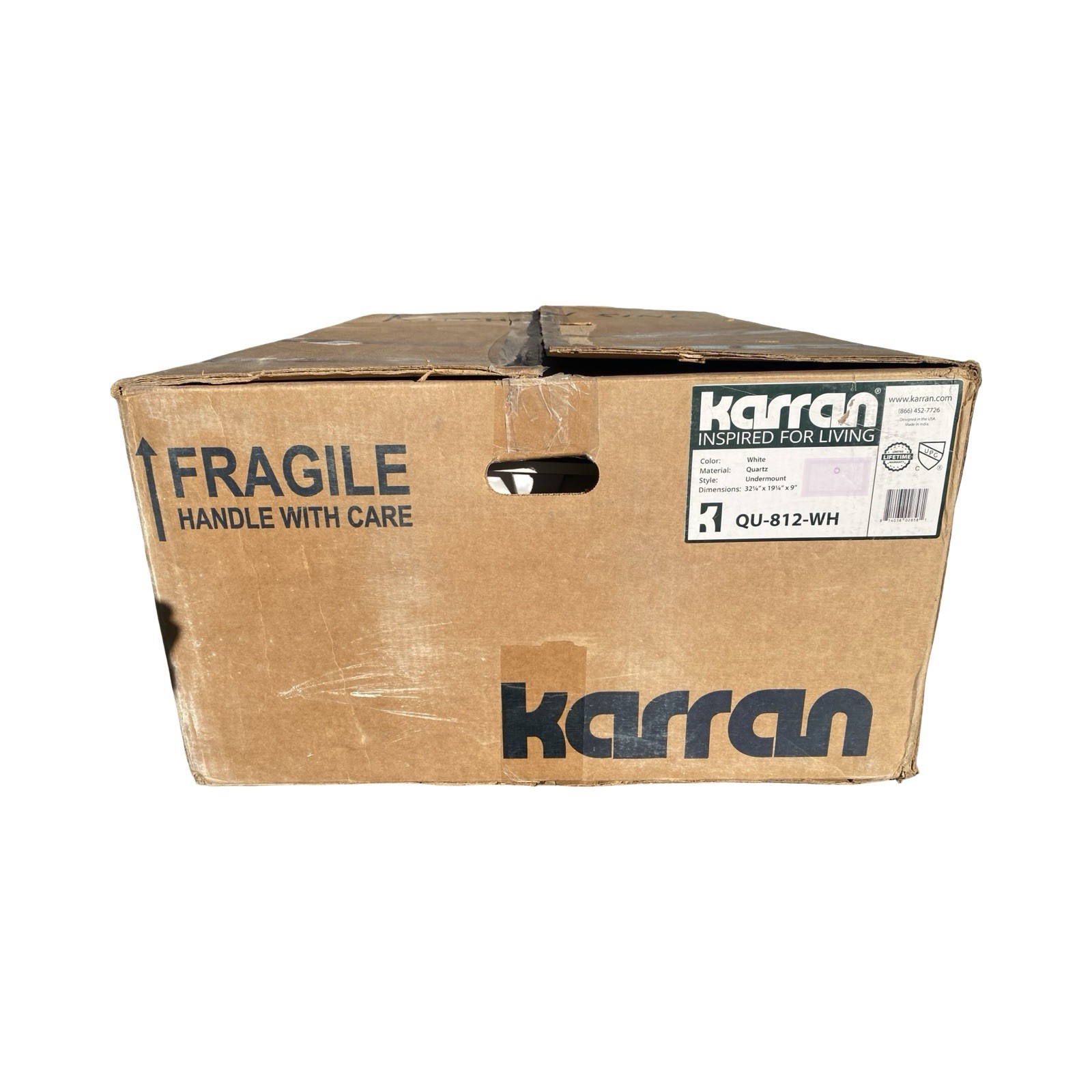 Karran USA QU-812 Undermount 32-1/2" Large Single Bowl WHITE QUARTZ