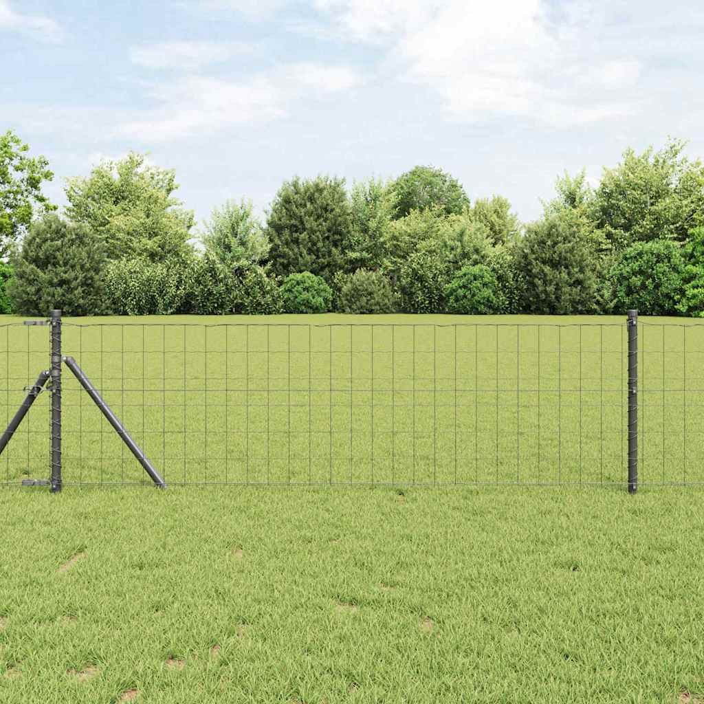 Euro Fence con 13 Pali 0,8 x 25 m in Acciaio Zincato Grigio 2404729