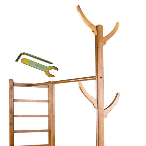 Holz Garderobenständer Kleiderständer Garderobe Kleiderständer auf Rollen - Bild 5 von 6