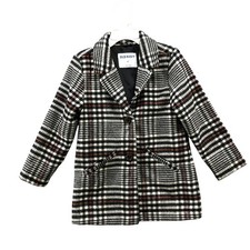 Old Navy Kids 5T Plaid Coat Peacoat Black Red Tartan Plaid Overcoat Formal