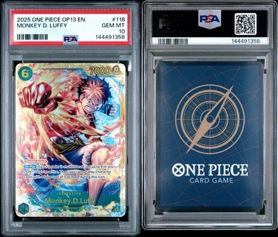 2025 One Piece OP13 #118 Monkey D. Luffy PSA 10 GEM MINT | eBay
