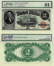 1917 $2 Legal Tender Note Fr-57 PMG Choice CU-64 EPQ