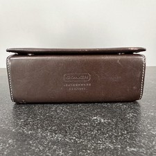 Vintage COACH Distressed Leather Hard Eyeglass Case, 2 Snap Closure, Dark Brown