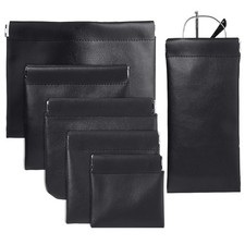 PH PandaHall 6 Sizes Leather Squeeze Coin Purse, 6pcs Black Change