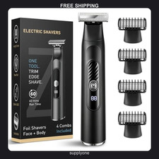 Men's Electric Shaver Body Trimmer IPX7 Waterproof USB-C LED Black