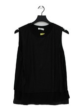 Vince Women's Top M Black Polyester with Silk Sleeveless Round Neck Basic