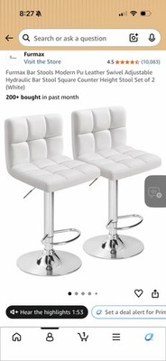 Furmax Bar Stools Modern Pu Leather Swivel Adjustable Hydraulic Bar Stool