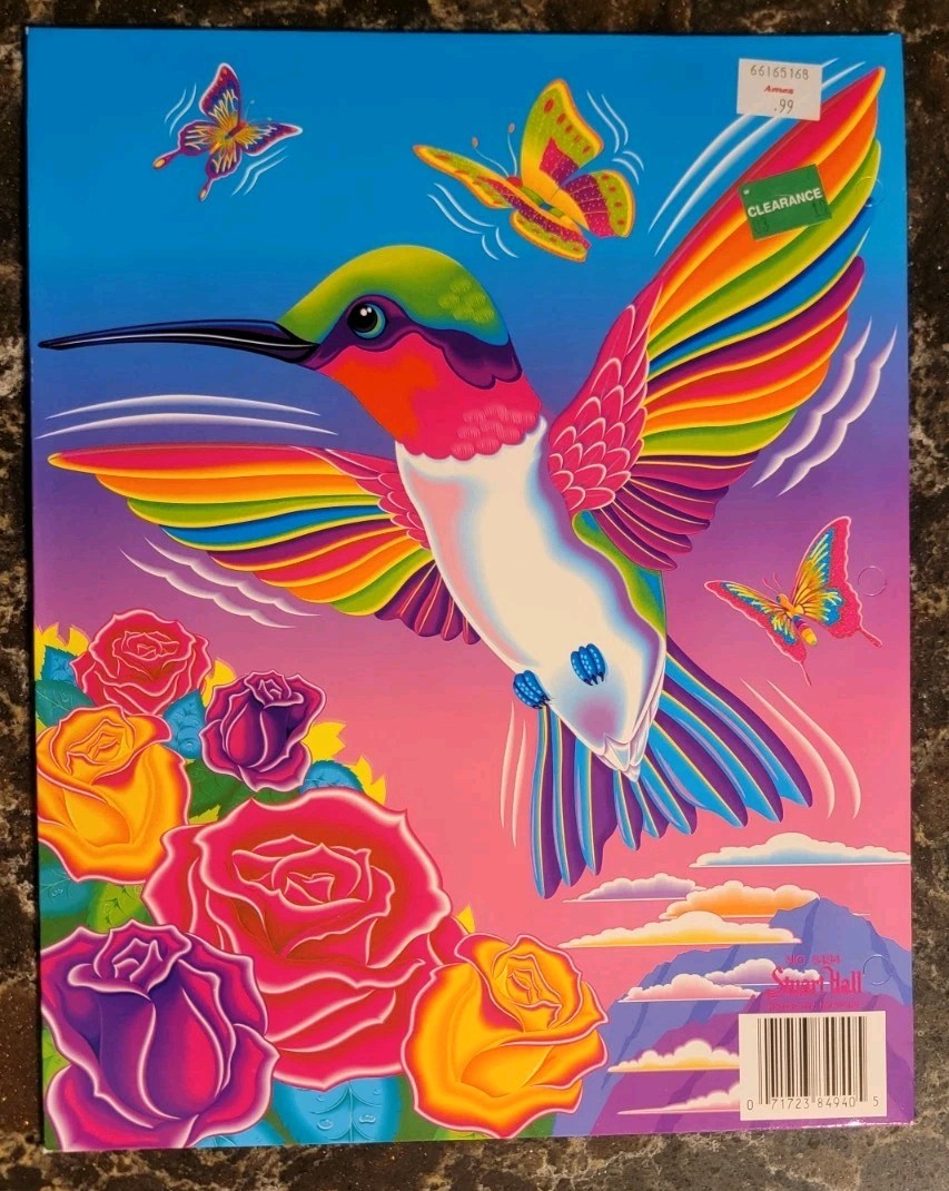 Vintage 90s Lisa Frank Dashly Roses Hummingbird Folder Portfolio