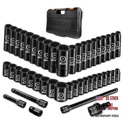 45PCS 1/2  Drive Metric Socket Set, Impact Deep& Shollow Socket(9mm-32mm), 6