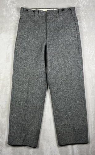 Vintage Woolrich Pants Mens 34x30 Gray Wool Blend Heavyweight Trousers 60s USA - Picture 1 of 14