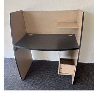 Beige/Black Wood Composite Computer Desk w/ 1 Drawer & 1 Shelf, Freestanding