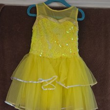 Weissman Girls Size 5 Yellow Sequin Tutu Dance Dress Sleeveless