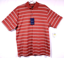 Arrow Premium Polo Shirt Mens Golf SZ M Orange Striped Cotton Blend Short Sleeve