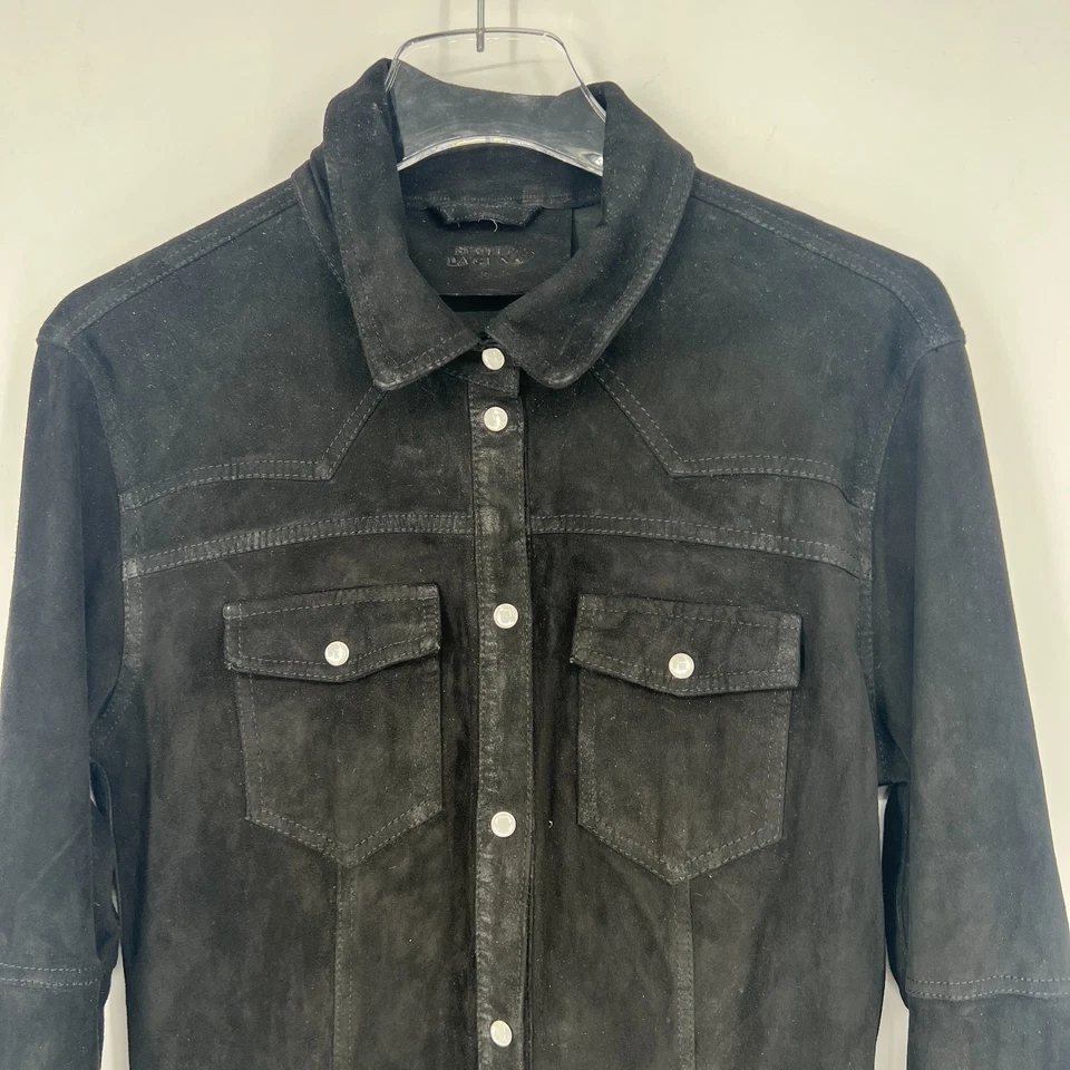 Chaqueta de gamuza Simple Laguna para mujer S Shacket negra clásica minimalista básica Foto 3 de 4