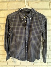 Ralph Lauren Plaid Button Down Shirt Kids Long Sleeve Brown Blue White L 14-16 