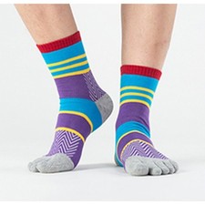 Bright Color Funny Socks with Toe Organic Cotton Toe Socks