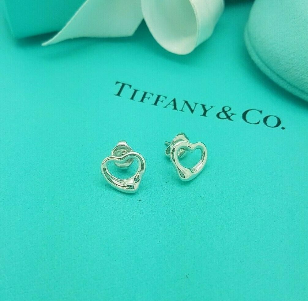 Tiffany & Co. Elsa Peretti 11mm Silver Open Heart Stud Earrings, RRP £475 image 6