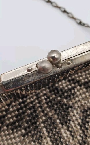 Vintage Art Deco Whiting Davis Mesh Purse Black Enameled - Picture 11 of 15