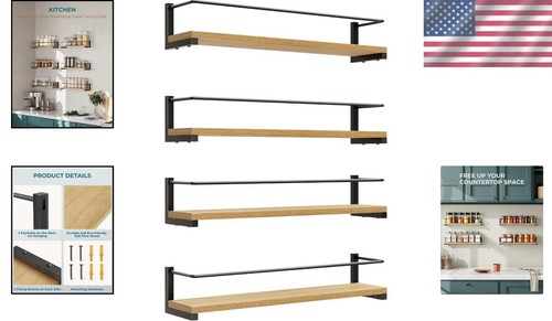 Premium Quality Wall-Mounted Rustic Spice Rack Set – Ideal for Organized Cooking - Picture 2 of 9