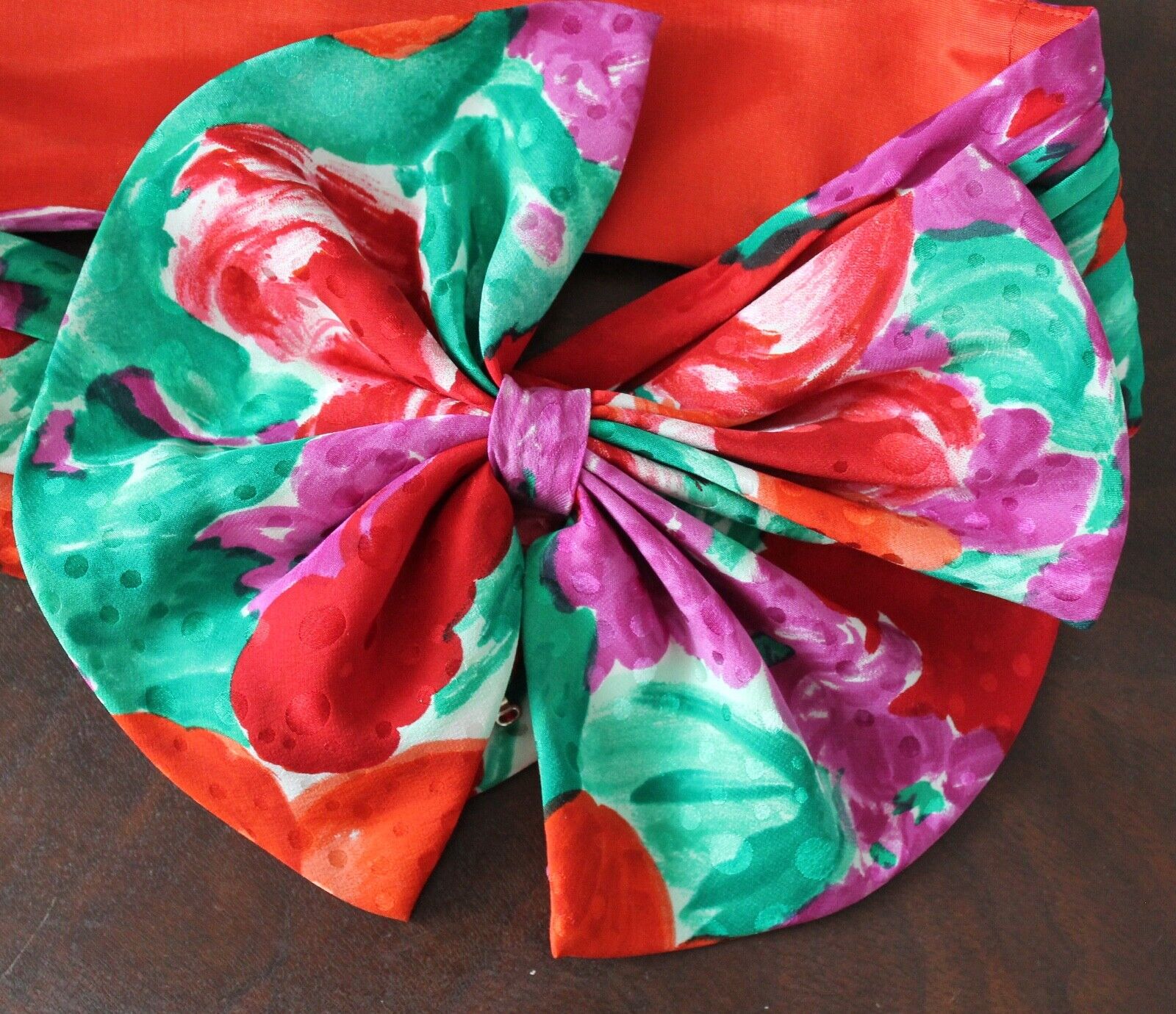 Vintage 1980s Bright Red, Purple and Green Floral… - image 5