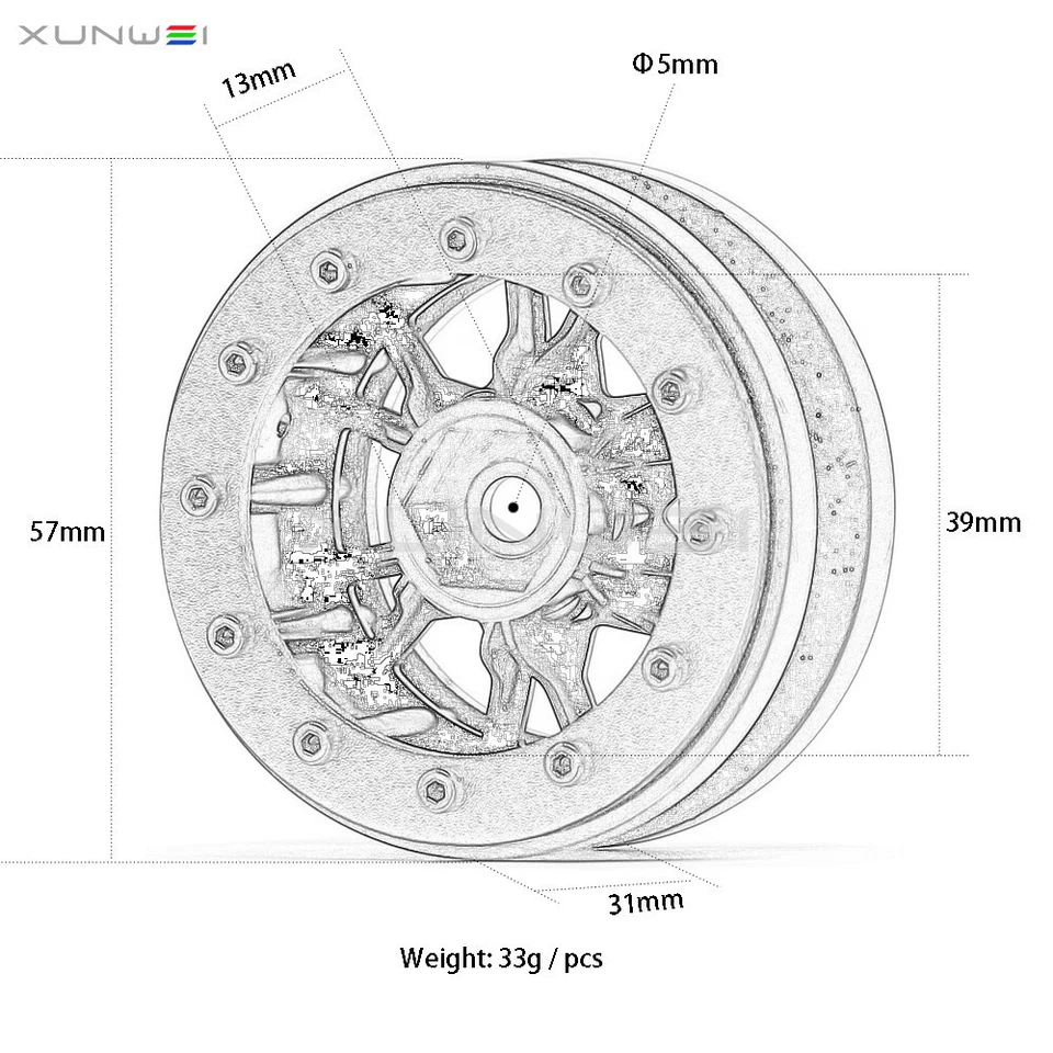 4pcs 1.9" Beadlock Wheel Rim for 1/10th RC SCX10 TRX-4 D90 CC01 D110 TF2 Tamiya - Image 2 of 4