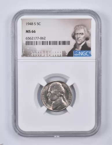 1948-S MS66 Jefferson Nickel Graded NGC Special Lbl