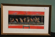 tableau peinture gouache sous verre décor à l'antique. **