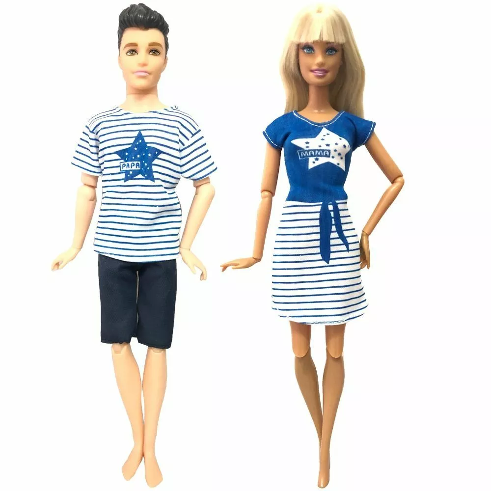 2pcs Doll Clothes Fashion Matching Couple Outfits For Barbie Dolls