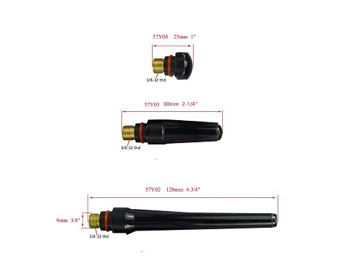TIG Stubby Gas Lens 17GL116 2% Thoriated Tungsten WT20 Kit Fit WP 17 18 26 17pcs - Picture 6 of 10