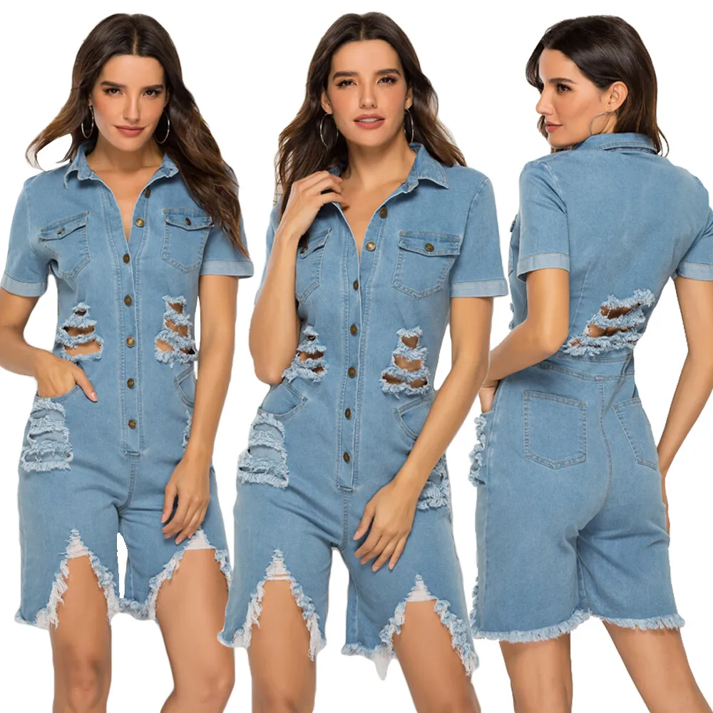 Amazon.com: Women'S Jumpsuit Denim Shorts Slim Edge Tassel Denim Jumpsuit  Button Jeans Rompers Two Piece Jumpsuits for (Blue, S) : Clothing, Shoes &  Jewelry