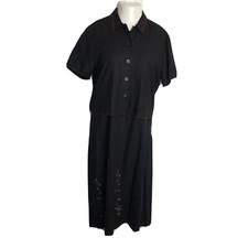 Uniform John Paul Richard Vintage Dress ~ Sz S ~ Long ~ Black ~ Linen Blend