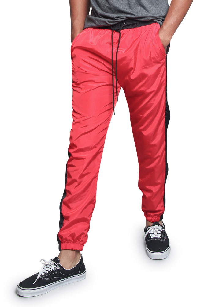 Men's Striped Drawstring Sports Workout Windbreaker Track Pants S