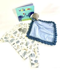 Sweet Elephant Crochet Lovely Security Blanket Playsuit  Book Gift Set