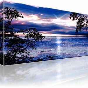 Tramonto Mare Natura Blu Stampa Artistica Foto Su Tela Meglio Come Poster Ebay