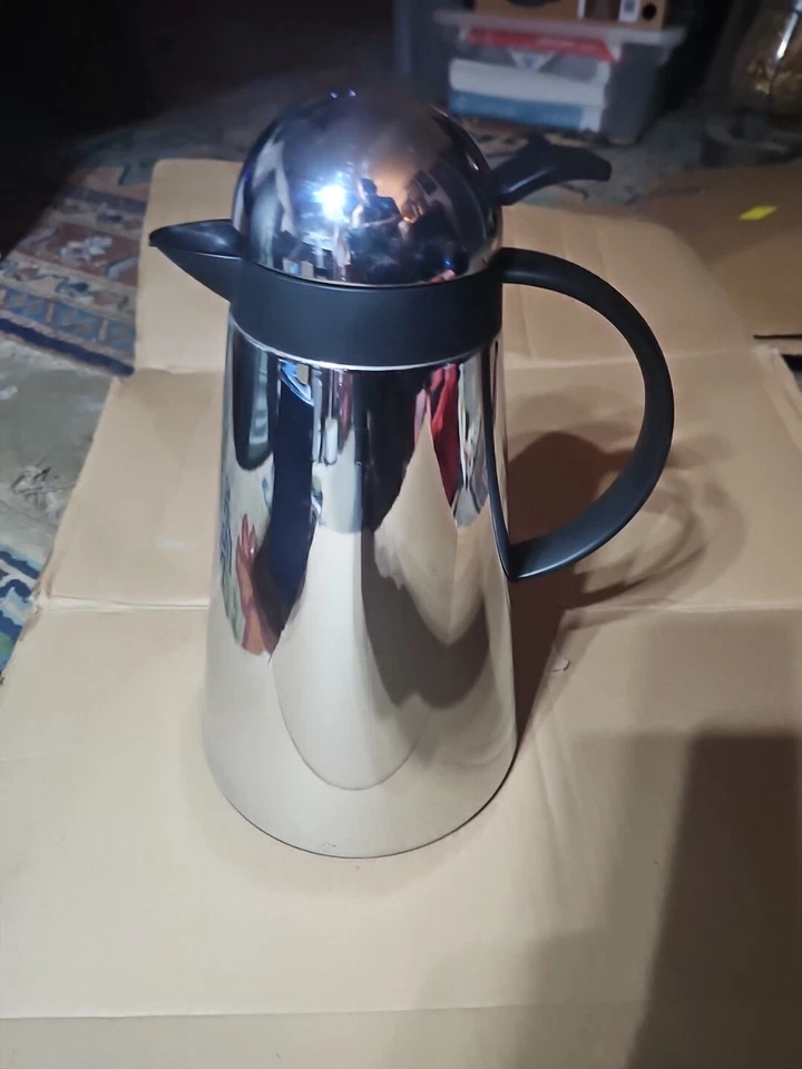 Frasco de vacío de acero inoxidable con acabado de espejo forrado de vidrio base estable termo Foto 3 de 4