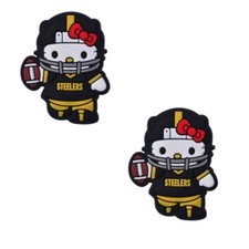NFL Pittsburgh Steelers Football Kitty Crocs Shoe Charms Jibbitz - 2 pieces