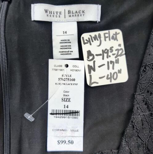 WHITE HOUSE BLACK MARKET Lace Fit and Flare Dress 14 Sleeveless Square Neck NWT - Picture 3 of 7