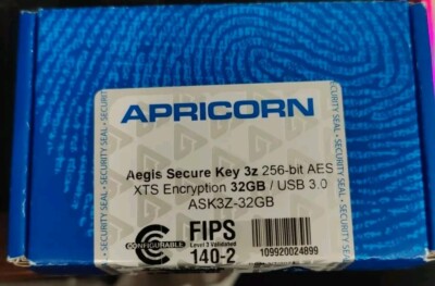 Apricorn Aegis Secure Key 3z 32GB USB 3.0 Flash Drive ASK3Z-32GB
