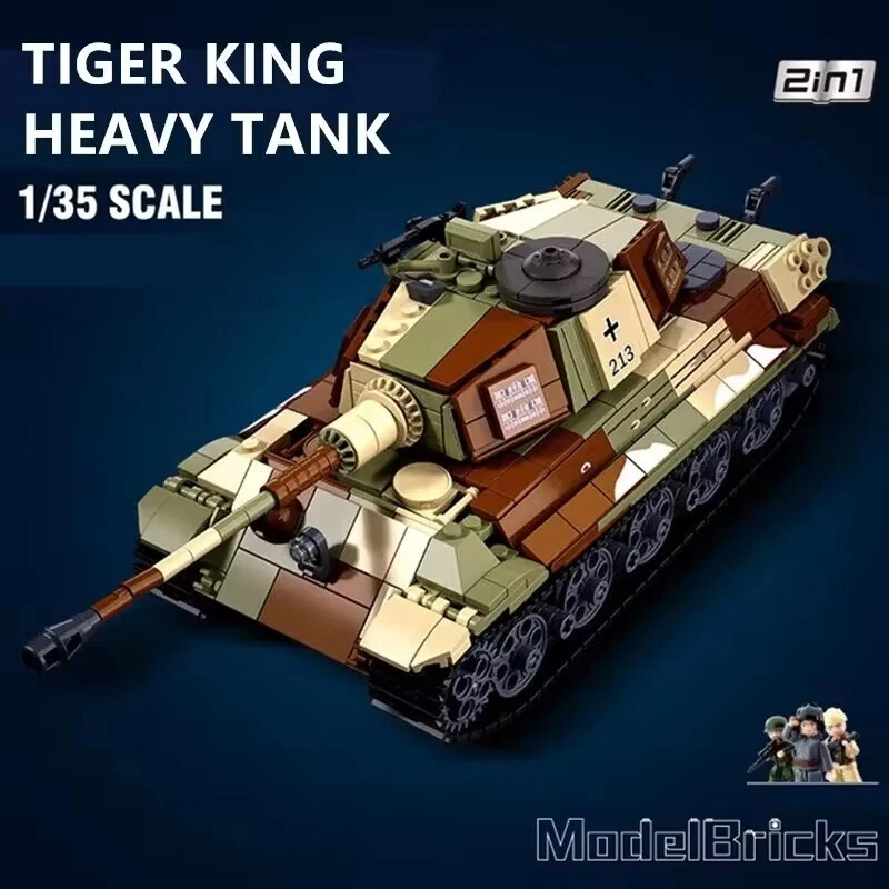 Sluban 930PCS ARMY Tiger King Heavy Tank Building Blocks Land Force WW2 Military - Image 3 of 4