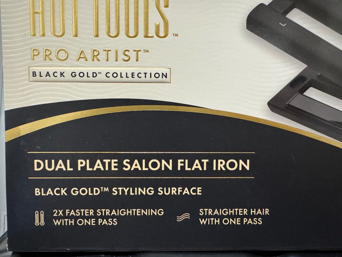 Hot Tools Pro Artist Black Gold Dual Plate Salon Flat Hair Iron HT1122BG Hot Tools Black Gold™ Dual Plate Salon Straightener – Hot  main image 2