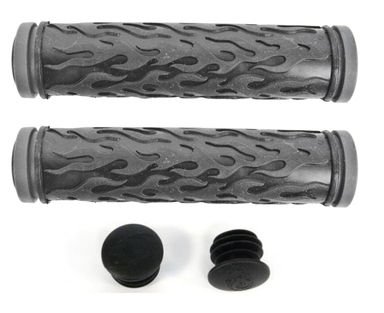 Bike Flame Black/grey Bicycle Grips W/ End Plugs New