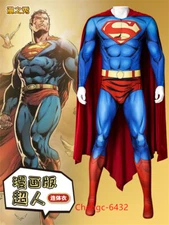 Superman Comic Version Bodysuit Jumpsuits Cosplay Halloween Men Costumes Cloak